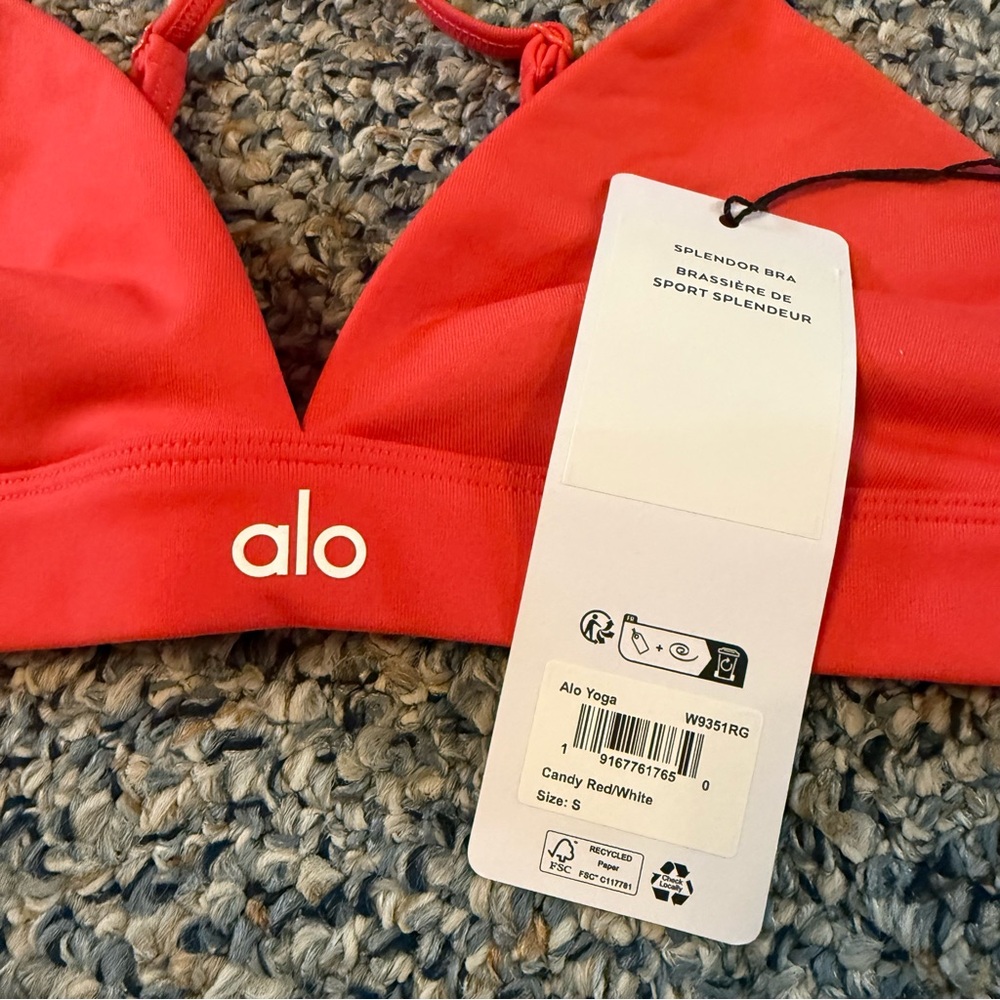NWT ALO YOGA Candy Red Set: Match Point Tennis Skirt and Splendor Bra - Picture 4 of 11